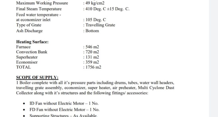 32 TPH BIDRUM WATER TUBE BOILER